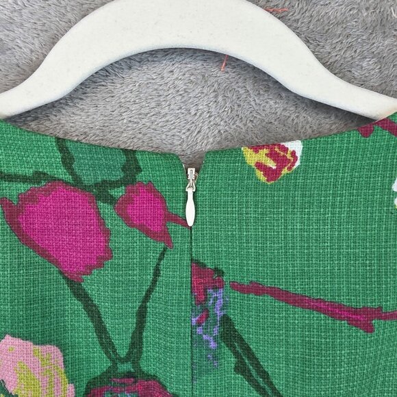 J Crew Dress Womens 0 Green Floral Sleeveless Sheath Pockets Style G2657 Spring - Picture 10 of 10